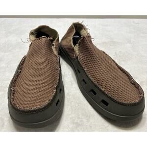 Crocs Mens Shoes Size 12 Brown Tideline Leather Slip On Loafer Boat Driving